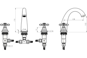 Смеситель для раковины Boheme Royal Cristal бронза - 2