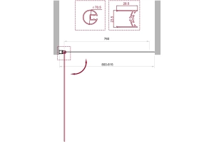 Шторка на ванну BelBagno UNO 80х150 профиль хром стекло рифленое - 3