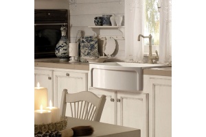 KERASAN Hannah DEVON Раковина керамическая кухонная 758x530x254 мм,без отв под смеситель, без сифона, тодщина 30 мм, цвет белый