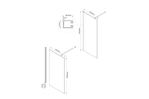 Душевая перегородка Vincea Walk-In 100х200 черная стекло прозрачное - 2