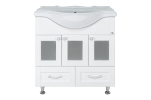 Тумба с раковиной Misty Латте 85 белая глянцевая