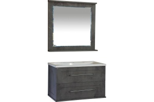 Тумба под раковину Misty Марта 80 подвесная, темный бетон - 3