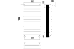 Водяной полотенцесушитель Terminus Ватра П10 500х1000 с полкой Хром - 3