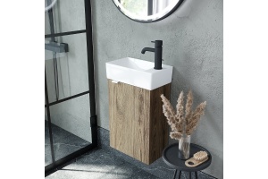 Тумба под раковину подвесная правая Sancos Mini 37 светлое дерево - 3