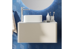 Мебель для ванной STWORKI Ноттвиль 80 бежевый шелк, с отверстием под смеситель - 3