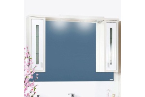 Зеркало-шкаф Бриклаер Бали 120 светлая лиственница, белый глянец