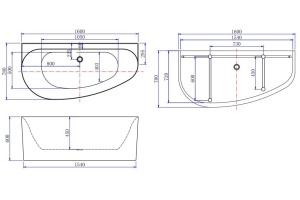 Ванна акриловая Allen Brau Priority R 160x78 белый матовый - 2