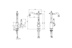 Смеситель для раковины высокий Boheme Medici бронза с черной керамикой - 2