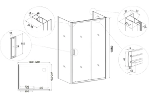Душевой уголок Veconi Rovigo RV-046 140х70 см профиль хром (RV046-14070-01-C5) - 3