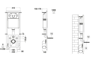 Система инсталляции WeltWasser WW MARBERG 410 SE CR с кнопкой смыва хром (10000008206) - 3