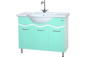 Тумба с раковиной Bellezza Мари 105 белая/салатовая - 2