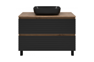 Тумба под раковину Brevita Dakota 100 дуб галифакс олово, черный кварц (DAK-07100-19/02-2Я)