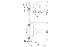 Смеситель для ванны Lemark OMEGA хром (LM3102C) - 2