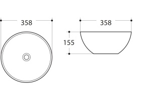 Раковина керамическая накладная AM-107, цвет белый, 358х358х155 - 2