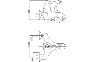 Смеситель Cezares Margot MARGOT-VM-03/24-Bi для ванны с душем - 3