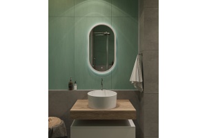 Зеркало DIWO Казань 45 белое, с подсветкой сенсорной, овальное, белое, изМДФ, в современном стиле - 2