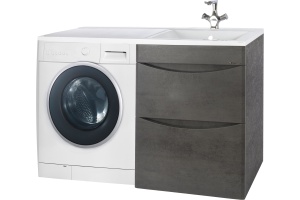 Тумба для комплекта Bellezza Олиссия 120 R, серая, под стиральную машину, 2 ящика