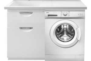 Тумба для комплекта Misty Куба 60 белая, под стиральную машину, с бельевой корзиной - 3