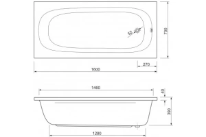 Акриловая ванна Cezares Piave 160х70 (PIAVE-160-70-42-W37) - 3