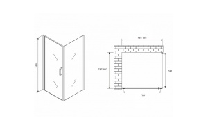 Душевой уголок Abber Sonnenstrand 80х80 хром стекло матовое - 2
