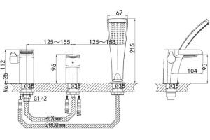 Смеситель D&K Berlin Freie DA1434201 на борт ванны - 2
