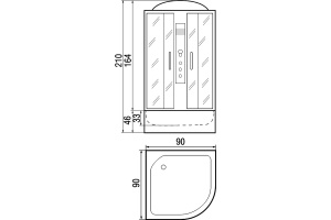 Душевая кабина с поддоном River Dunay 90/44 TH (10000001249) - 2