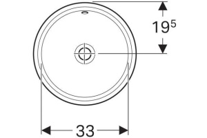500.744.01.2 Geberit VariForm Раковина с установкой под столешницу круглой формы, D1=33 см, без отв. под смеситель, с переливом - 3