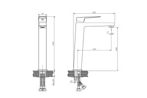 Смеситель для умывальника высокий RUSH Thira (TR3635-13Black) - 2