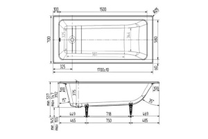 Чугунная ванна Wotte Line 170x70 - 2