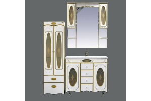 Зеркало-шкаф Misty Монако 120 белый-золото с подсветкой  - 2