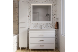 Мебель для ванной STWORKI Хальмстад 100 белая, под дерево (комплект, гарнитур)