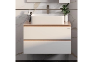 Тумба под раковину Onika Алеста 80 белый/камень светлый (108054) - 2