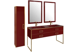 Шкаф-пенал Armadi Art Monaco подвесной бордо глянец - золото - 2