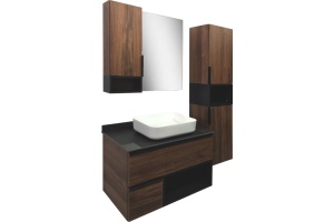 Зеркало-шкаф Comforty Штутгарт 90, дуб тёмно-коричневый - 3