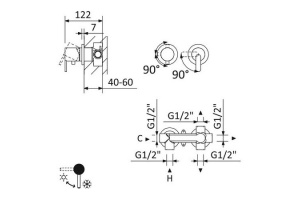 Смеситель встраиваемый Cezares Leaf белый, матовый (LEAF-VDIM3-BIO) - 2