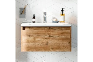Мебель для ванной STWORKI Карлстад 60 дуб рустикальный, в стиле лофт, под дерево, подвесная (гарнитур, комплект) - 2