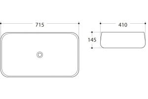 Раковина керамическая накладная AM-78101, цвет белый, 715х410х145 - 2