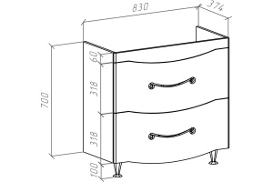 Тумба для комплекта Bellezza Сесилия 85 капучино - 3