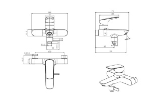 Смеситель для ванны AQUATEK ВЕГА AQ1040MB, матовый черный - 2