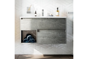 Тумба с раковиной STWORKI Карлстад 90 дуб рошелье