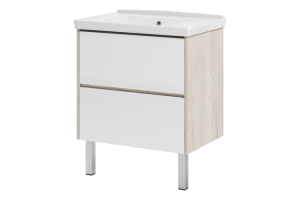 Тумба с раковиной Misty Мускат 70 белая - светлое дерево