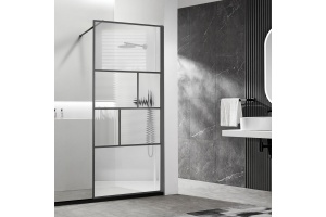 Душевая перегородка Vincea Walk-In 90х200 профиль темный хром стекло рифленое 