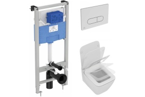 P387001 Пневмо-набор, состоящий из T359601 STRADA II AquaBlade® Подвесной унитаз с сидением и крышкой soft-close + R0309AA Пневматический промо-набор