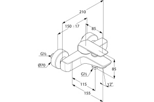 Смеситель для ванны Kludi Ameo хром (414450575) - 2