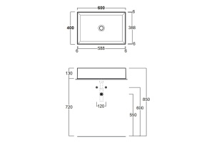 SIMAS AGILE Раковина на столешницу 60х40 см., без перелива, без отверстия под смеситель, цвет белый матовый - 3