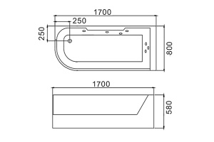 Ванна акриловая WeltWasser WW HB Alster 170/80 WT R с гидромассажем белый (10000006084) - 2