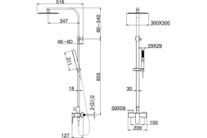 Душевая стойка Allen Brau Infinity 5.21012-31 чёрный матовый - 2