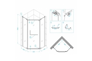Душевой уголок RGW Passage PA-081 90х90 профиль хром стекло прозрачное - 3