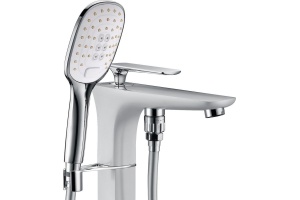 Смеситель напольный для ванны с душем Timo Helmi 4000/00-16Y-CR хром-белый - 2