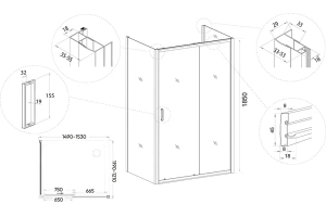 Душевой уголок Veconi Rovigo RV-046 150х120 см профиль хром (RV046-150120-01-C5) - 3